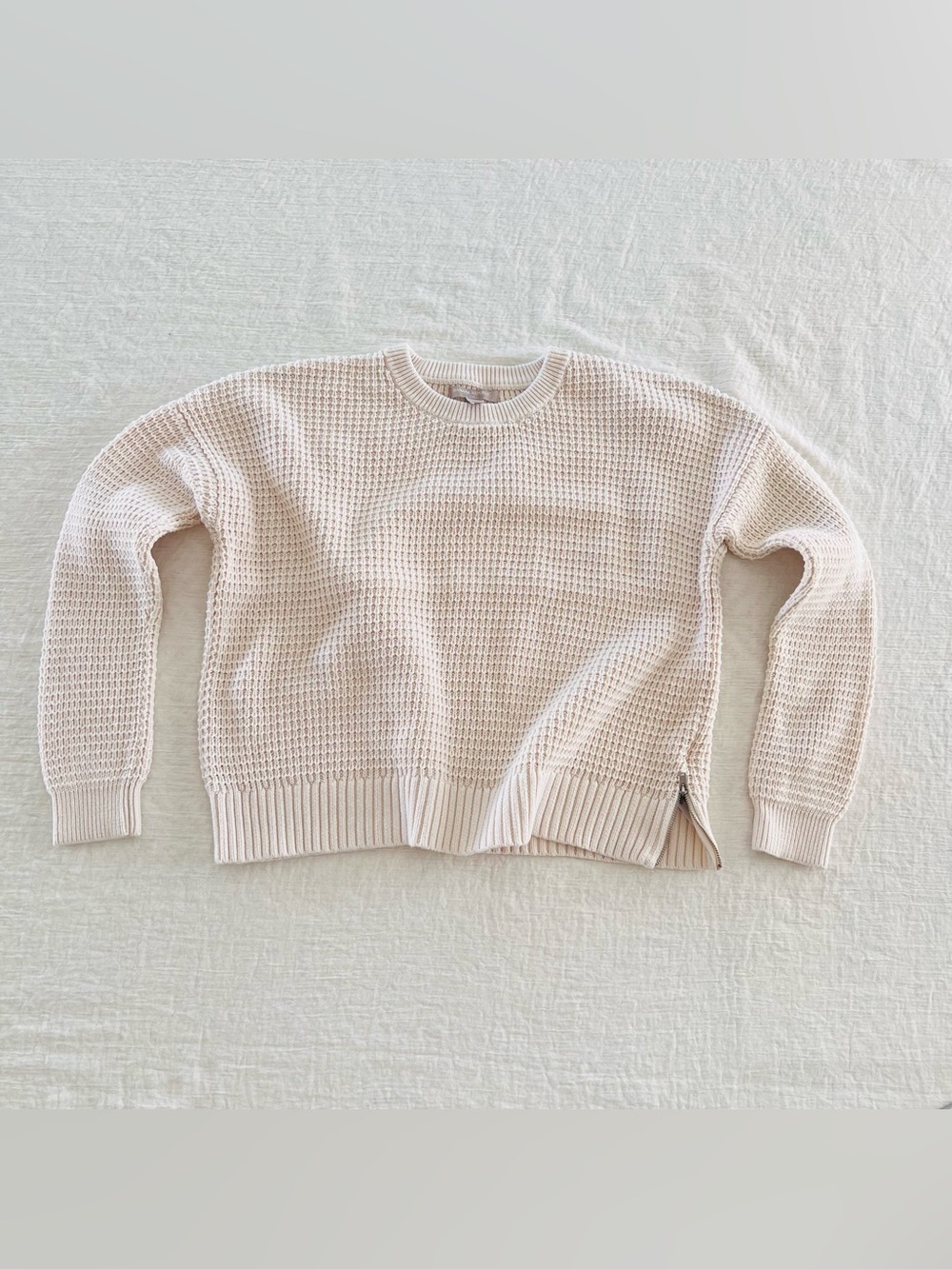 Banana Republic Cream Ribbed 100% Cotton Heavy Knit Pullover Sweater Women’s L